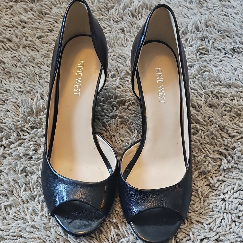 Nine West Classic Black Peep Toe Heels